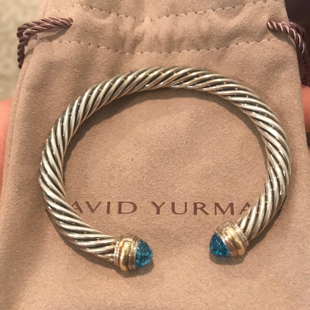 David Yurman Blue Topaz 7mm Cable Bracelet